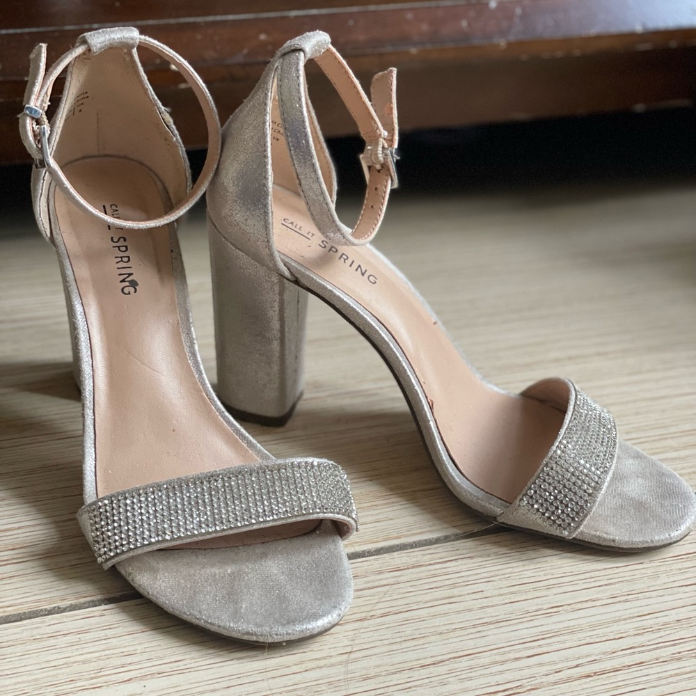 Call It Spring Women's Silver Block Heels